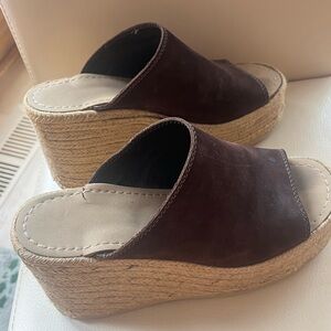 Brown Wedge Sandals vintage well worn but plenty of life left.  Real leather.
